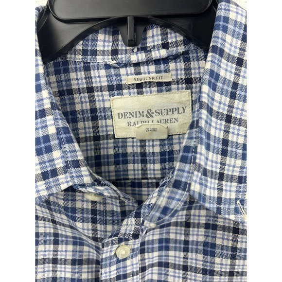 Ralph Lauren Denim & Supply Shirt Men Large Blue Plaid Long Sleeve‎ Button Up - Picture 7 of 8